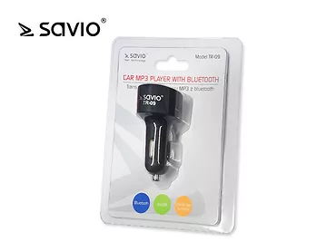 SAVIO TR-09 Transmiter FM z bluetooth, funkcja zestawu głośnomówiącego i ładowarki