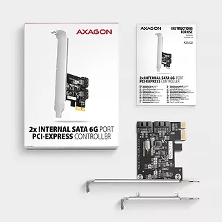 AXAGON PCES-SJ2 Kontroler PCIe 2x wewnętrzny port SATA 6G, chipset JMB582 SP & LP
