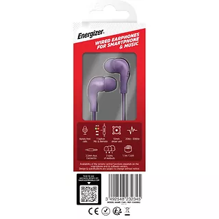 Energizer Słuchawki przewodowe jack 3,5 mm fioletowe