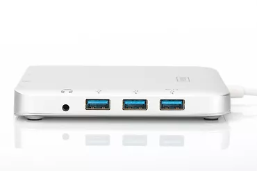 Stacja dokująca USB Typ C, 11 dodatkowych portów, funkcja Dual Monitor, aluminiowa, srebrna
