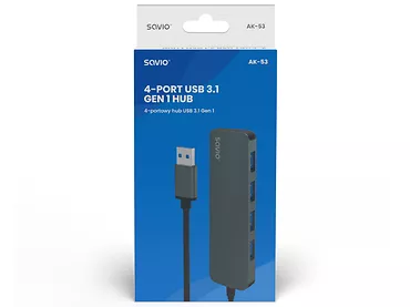 HUB USB - 4 portowy USB 3.1 Gen. 1 SAVIO AK-53 szary