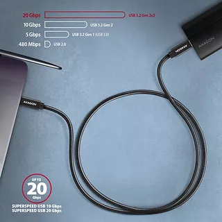 BUCM32-CM20AB Kabel USB-C - USB-C 3.2 Gen 2, 2m, PD 100W, 5A, 4K HD, ALU, oplot, czarny