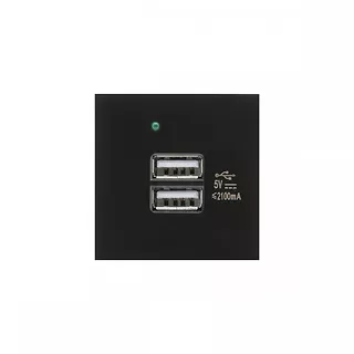 Maclean Gniazdo USB x2 z ładowarką pasuje do szklanych ramek MCE728B Czarne