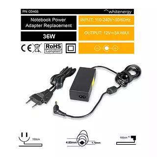 Zasilacz 12V | 3A 36W wtyk 4.8*1.7 mm Asus Eee PC 05468