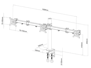 Uchwyt biurkowy do 3 monitorów 13-20'' Art L-03A