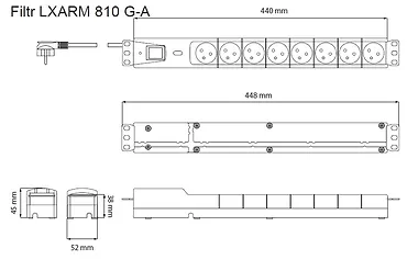 Listwa przeciwprzepięciowa LXARM 810, 3L, PDU, 3m, czarna