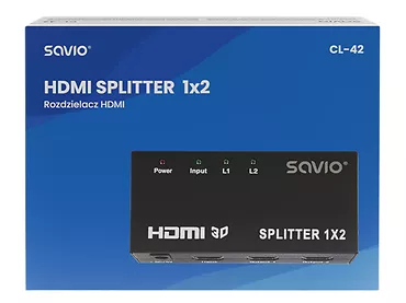 Splitter HDMI, 1 wejście, 2 wyjścia SAVIO CL-42 3D 1X2