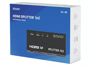 Splitter HDMI, 1 wejście, 2 wyjścia SAVIO CL-42 3D 1X2