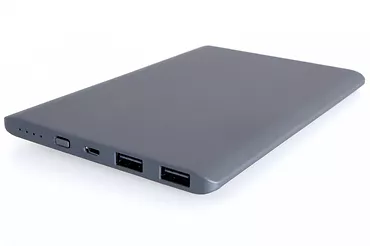 PowerNeed - Ultracienki Power Bank 10000mAh, USB 5V, 1 A i 5V, 2.1A, grafitowy