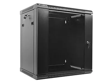 Szafa instalacyjna wisząca 19'' 12U 600X450mm czarna (drzwi      szklane)