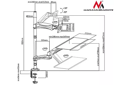 Maclean Uchwyt do monitora oraz klawiatury MC-681