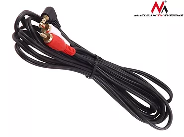 Przewód mini jack 3,5mm kątowy 2RCA 3m czarny MCTV-825