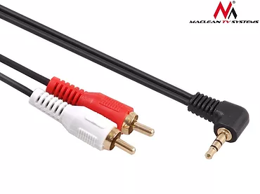 Przewód mini jack 3,5mm kątowy 2RCA 3m czarny MCTV-825