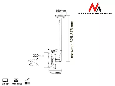 Maclean Uchwyt do telewizora sufitowy 23-42