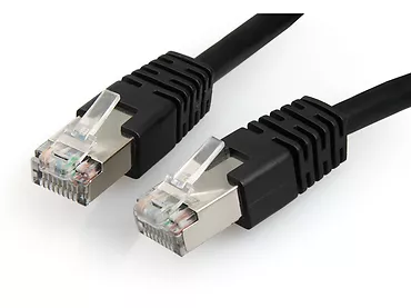 Patch cord ekranowany FTP kat.6 osłonka zalewana 0.5M czarny