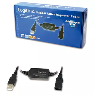 Kabel przedłużacz USB2.0 dl. 15m , czarny