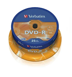 Płyta Verbatim DVD-R 16x 4.7GB Cake 25 43522