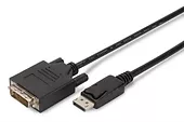 Kabel adapter Displayport 1.1a z zatrzaskiem Typ DP/DVI-D (24+1) M/M czarny 5m