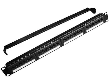 Gembird Patch Panel 24 Porty 1U 19'' Kat.5e z funkcją organizacji kabli  czarny
