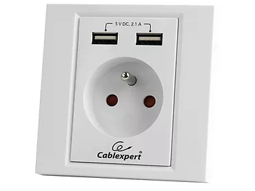 Gembird Gniazdko podtynkowe 1 x 230V + 2 x USB 2.1A