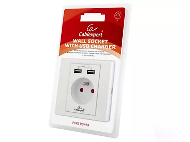 Gembird Gniazdko podtynkowe 1 x 230V + 2 x USB 2.1A