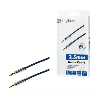 Kabel audio 2xJack 3.5mm stereo M/M, 0.5m, niebieski