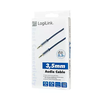 Kabel audio 2xJack 3.5mm stereo M/M, 0.3m, niebieski