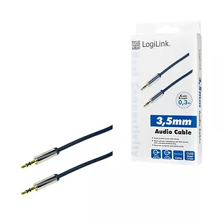 Kabel audio 2xJack 3.5mm stereo M/M, 0.3m, niebieski