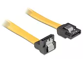Kabel SATA II 3Gb/s 30cm kątowy dół/prosto (metalowe zatrzaski) żółty