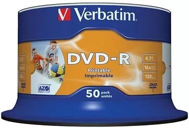 Verbatim DVD-R 16x 4.7GB 50P CB PRINTABLE   43533