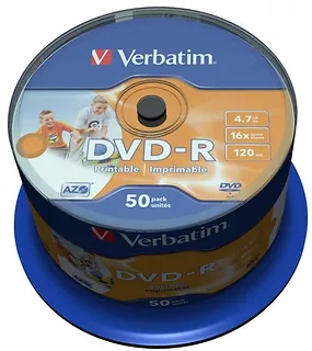 Verbatim DVD-R 16x 4.7GB 50P CB PRINTABLE   43533