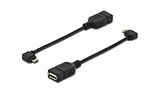 ASSMANN Kabel adapter USB 2.0 HighSpeed OTG Typ microUSB B kątowy/USB A M/Ż czarny 0,15m