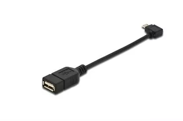 Kabel adapter USB 2.0 HighSpeed OTG Typ microUSB B kątowy/USB A M/Ż czarny 0,15m