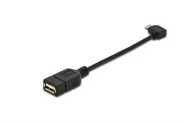 ASSMANN Kabel adapter USB 2.0 HighSpeed OTG Typ microUSB B kątowy/USB A M/Ż czarny 0,15m