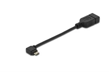ASSMANN Kabel adapter USB 2.0 HighSpeed OTG Typ microUSB B kątowy/USB A M/Ż czarny 0,15m
