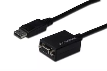 Kabel adapter Displayport 1.1a z zatrzaskiem Typ DP/DSUB15 M/Ż   czarny 0,15m