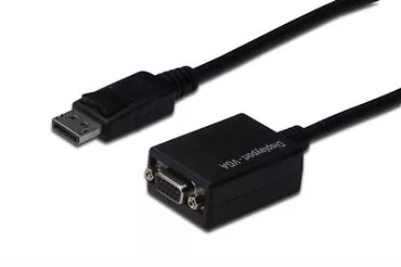 ASSMANN Kabel adapter Displayport 1.1a z zatrzaskiem Typ DP/DSUB15 M/Ż   czarny 0,15m