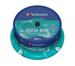 DVD-RW 4x 4.7GB 25P CB Matt Silver 43639