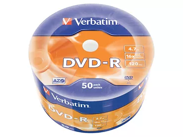 Płyta Verbatim DVD-R 16x 4.7GB 50P SP Matt Silver Wrap 43788