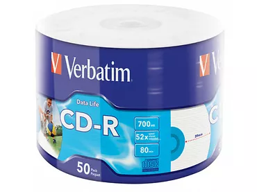 Płyta VERBATIM CD-R cake box 50, 700MB 52x Inkjet Printable