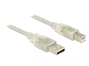 KABEL USB 2.0 AM-BM 5m + Ferryt (przezroczysty)