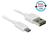 Kabel Micro USB AM-BM DUAL EASY-USB 1m White