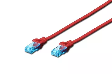 Patch cord U/UTP kat.5e PVC 3m czerwony