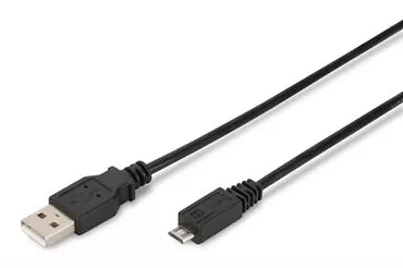 ASSMANN Kabel połączeniowy USB 2.0 HighSpeed Typ USB A/microUSB B      M/M czarny 1,8m