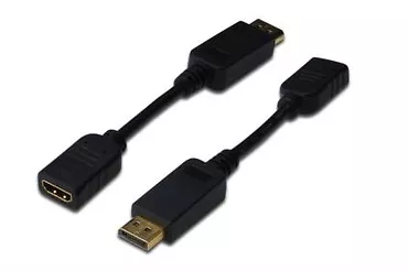 Kabel adapter Displayport 1.1a z zatrzaskiem Typ DP/HDMI A  M/Ż czarny 0,15m