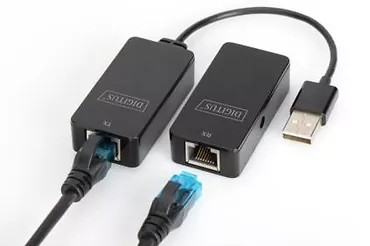 Przedłużacz/Extender USB 2.0 po skrętce Cat.5e/6 UTP, do 50m