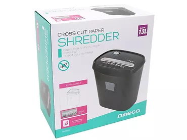 MOCNA NISZCZARKA DOKUMENTÓW PAPIERU OMEGA KOSZ 13L