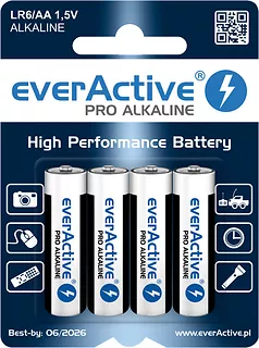 4x Baterie alkaliczne everActive Pro LR6/AA