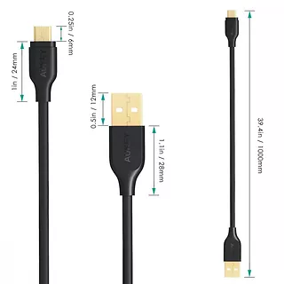 Castor CB-MD1 Black szybki kabel Quick Charge micro USB-USB | 1m | 5A | 480 Mbps