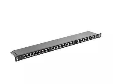 LANBERG Patch Panel 24 Port 0.5U Kat.6 czarny ekranowany